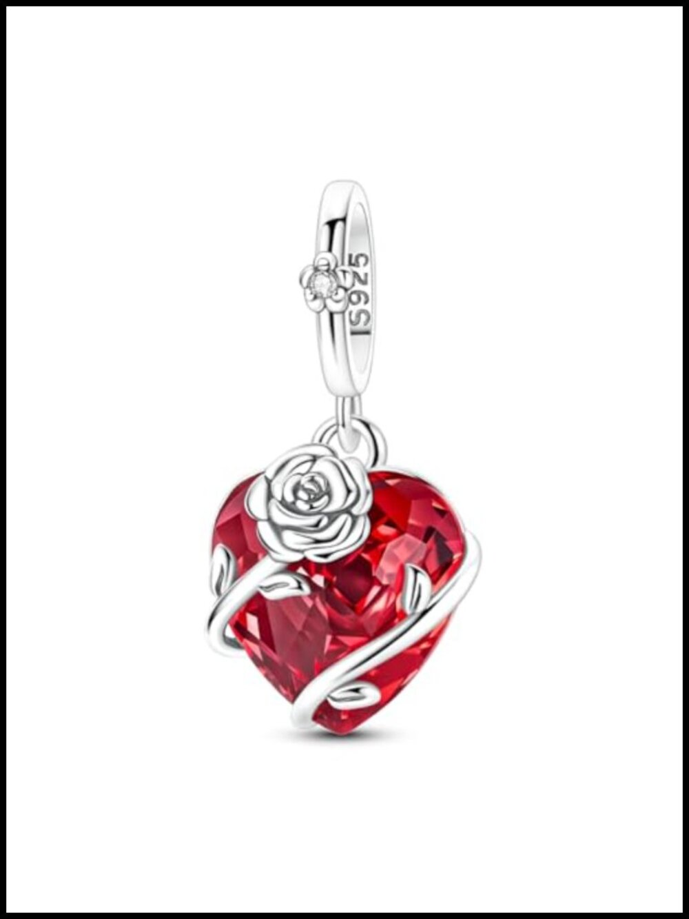 925 Sterling Silver Cubic Zirconia Dangle Charm for Beaded Bracelets and